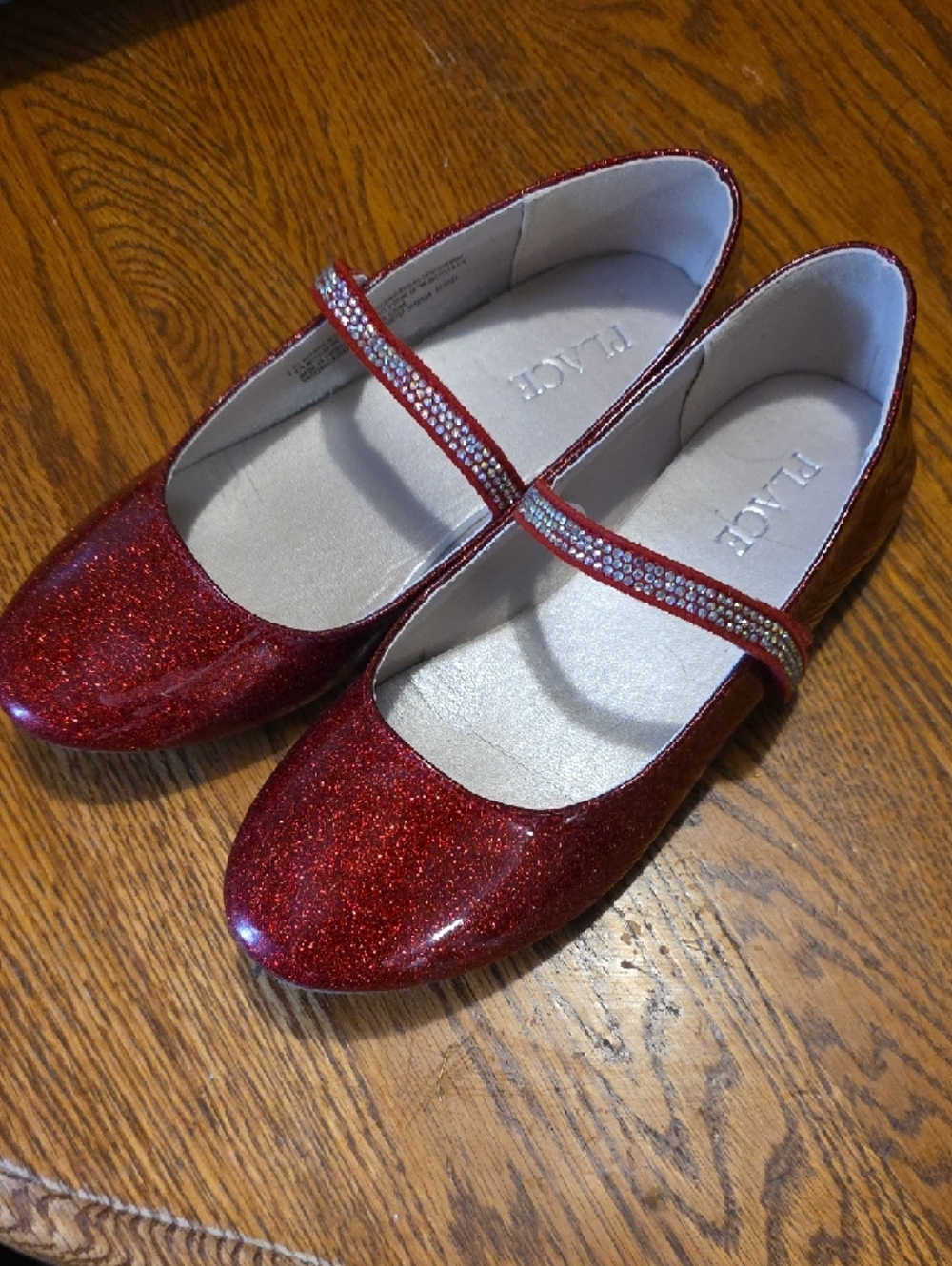 Place Sparkling Red Flats with Rhinestone Strap - Picture 2 of 3